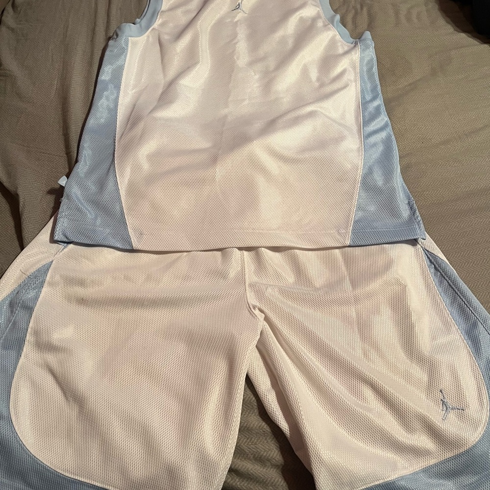 Air Jordan white and blue Athletic matching Set